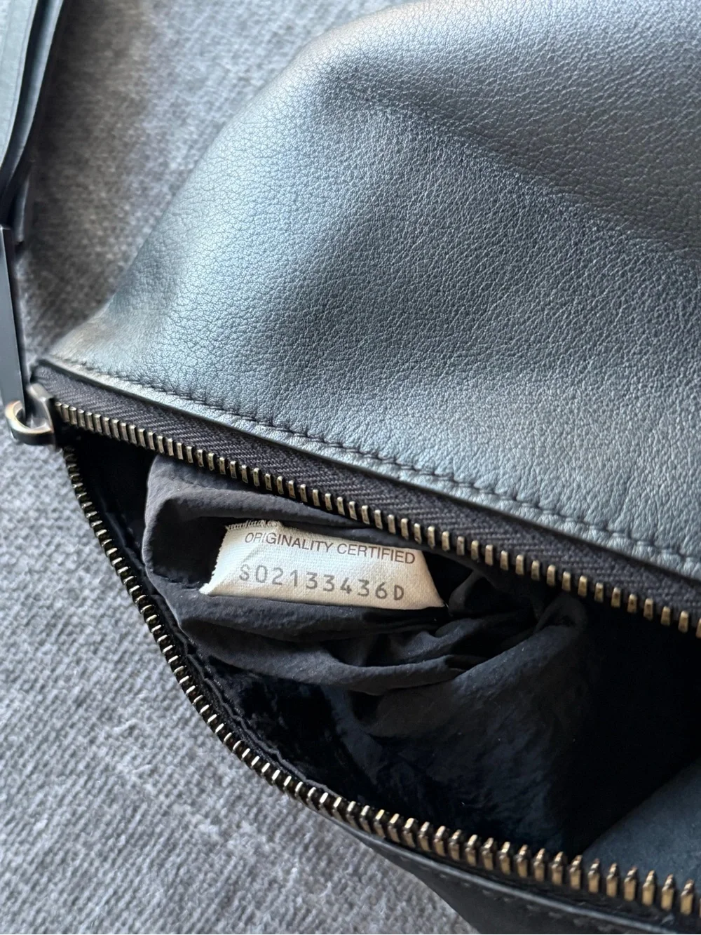 BOTTEGA VENETA Black Triangle Zip Closure Silver Hardware Crossbody Bag